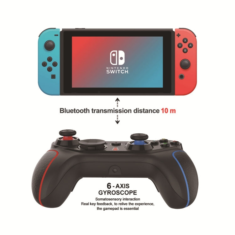Wireless Gamepad with Alarm Clock For Nintendo Switch / Android / iOS / PC style: S818 Left Blue + Stand