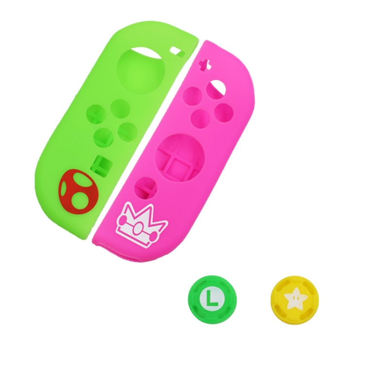 2 Conjuntos Funda de Silicona con motivos con Tapa de Botón de mango Para el interruptor Nintendo (Verde Rosa)