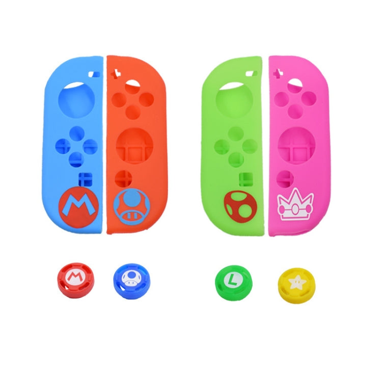 2 Conjuntos Funda de Silicona con motivos con Tapa de Botón de mango Para el interruptor Nintendo (Verde Rosa)
