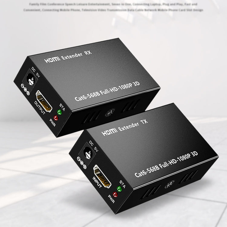 1 Paar HW-YD60 HDMI Extender 1080P Signalverstärker Effektive Reichweite: 60 m EU-Stecker (Schwarz)