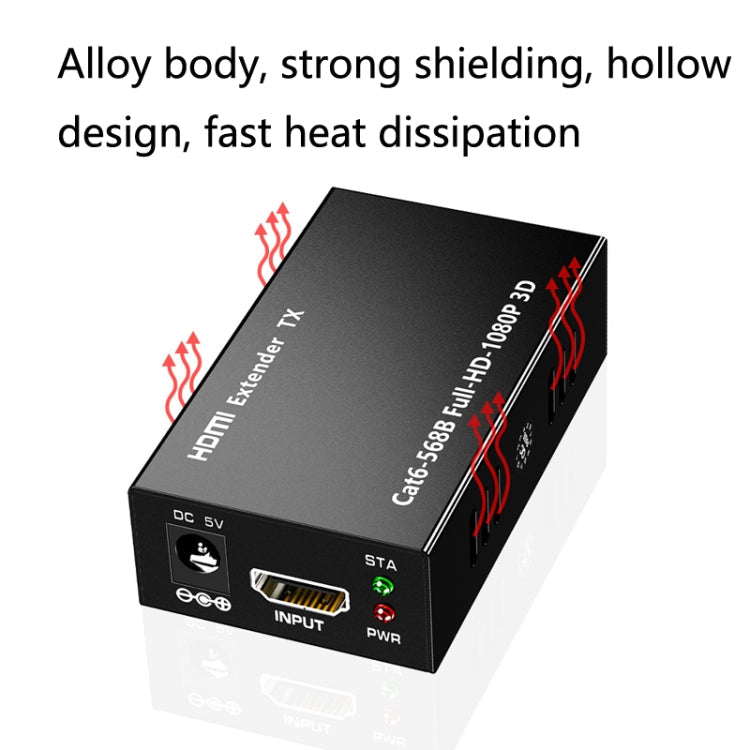 1 par de Amplificador de Señal HW-YD60 HDMI Extender 1080P distancia efectiva: 60 m Enchufe de la UE (Negro)