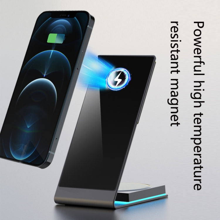 Y21 Chargeur sans fil magnétique pour téléphone portable 2 en 1 Support de charge rapide 15 W pour iPhone et iPad (Argent)