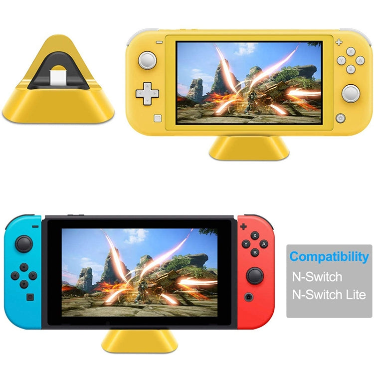 2 PCS DOBE TNS-19062 TRIANGLE Charging TRIANTOR Charging HOST TRIANGLE CHARGER CONSOLE For SWITCH / Lite (Yellow)