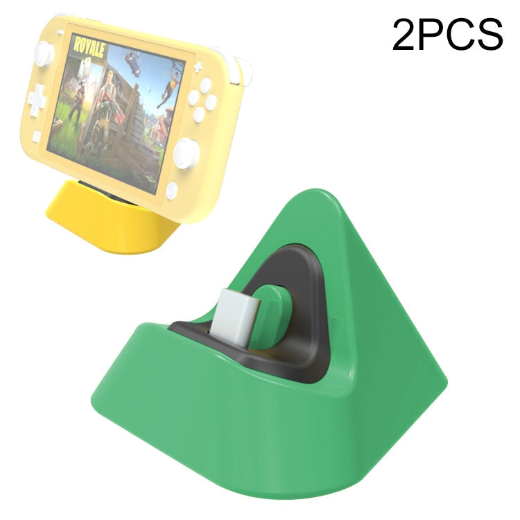 2 PCS DOBE TNS-19062 TRIANGLE Charging HOST TRIANGLE TRIANGLE CONSOLE TRIANGLE CHARGER For SWITCH / Lite (Dynamic Green)