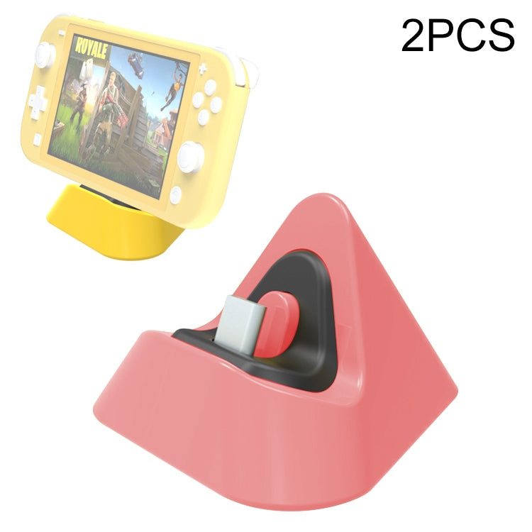 2 PCS DOBE TNS-19062 Charging HOST TRIANGLE TRIANGLE WAY CONSOLE For SWITCH / Lite (Coral Red)