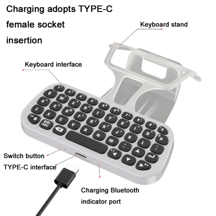 Dobe TP5-0556 Bluetooth Keyboard Wireless Gamepad con Conector Para Auriculares Para PS5 (Blanco)