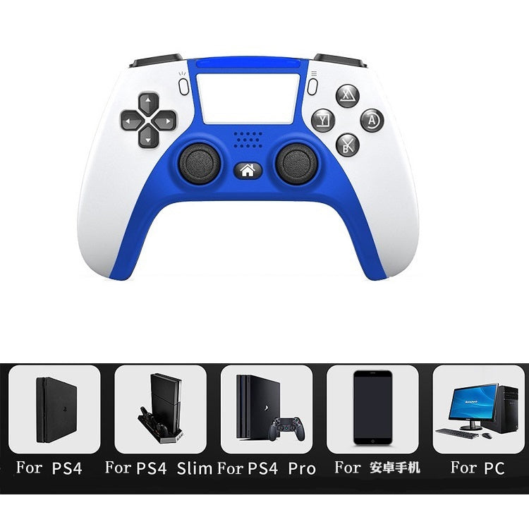 Manette de jeu programmable à double vibration sans fil Bluetooth Six-EXAXIS pour PS4 (or)