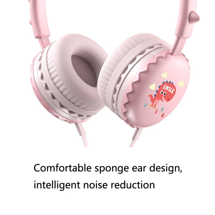 Y18 Cartoon Dinosaur Wired Control Sports Headphones avec microphone Longueur du câble: 1,2 m (Rose)