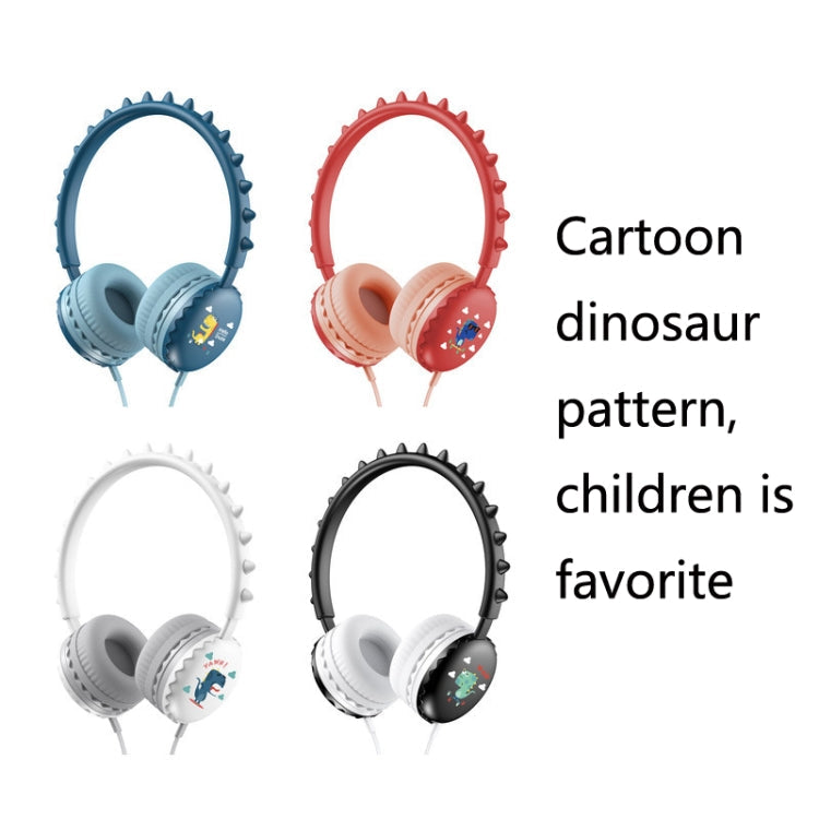 Y18 Cartoon Dinosaur Wired Control Sports Headphones with Microphone Cable length: 1.2m (White)