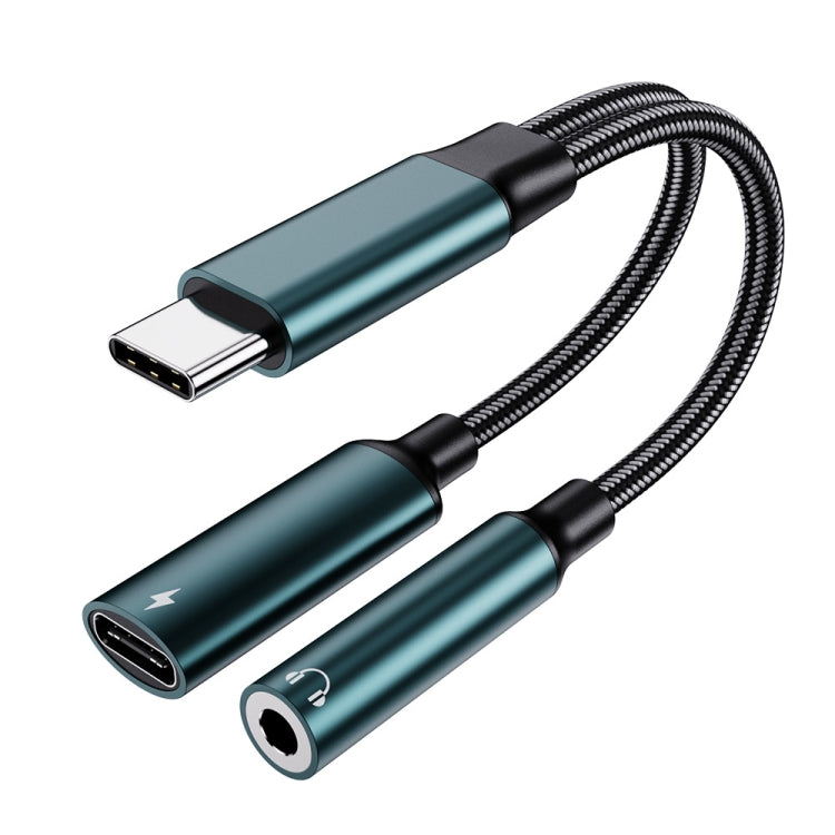 USB-C / TYPE-C Male to 3.5mm + Type-C Female 2 in 1 Audio Adapter Digital Adapter Adapter Adapter (Green)