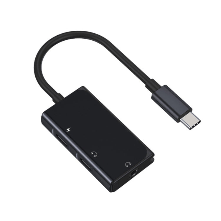 3 en 1 USB-C / TYPE-C Mâle vers 3,5 mm + PD 60W Femelle Charge Y Audio Numérique Audio (Noir)