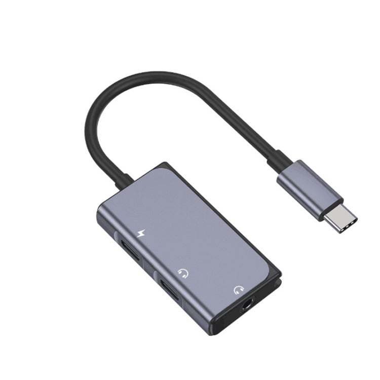 3 en 1 Macho USB-C / TYPE-C a 3.5mm + PD 60W Female Cargador y Adaptador de Audio Digital (Gris)