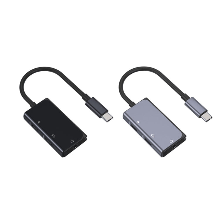 3 en 1 Macho USB-C / TYPE-C a 3.5mm + PD 60W Carga Hembra Y Audio DE Audio Digital (Negro)