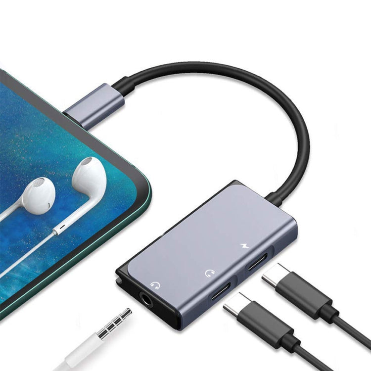 Chargeur 3 en 1 USB-C / TYPE-C Mâle vers 3,5 mm + PD 60W Femelle et Adaptateur Audio Numérique (Gris)