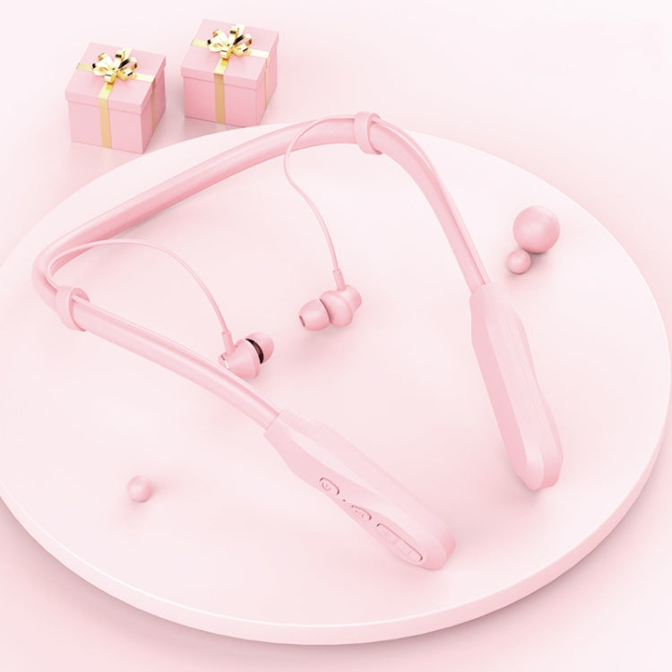 I35 Wireless Sports Bluetooth Headphones In-Ear Noise Canceling Neck-mounted Headphones (Pink)