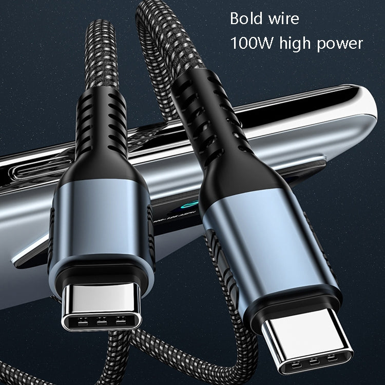 1M 100W PD Fast Charge Type-C Male to Male Data Sync Braided Cable length: