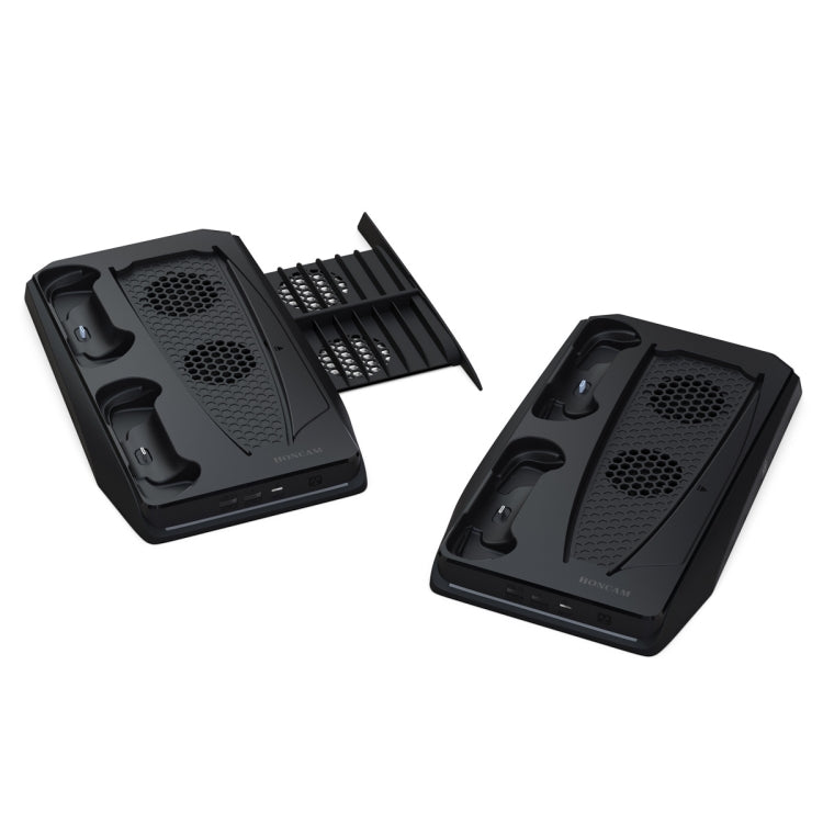 2 PCS Honcam Game Game Console Cooling Fan Handle Charging Dock For PS5 (Black)