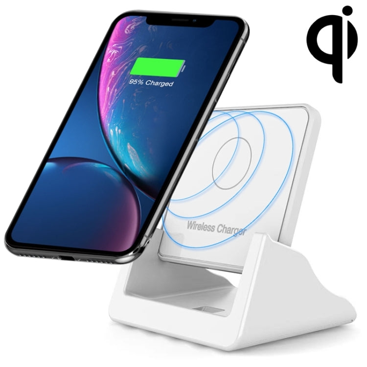 A9189 10W Vertical Fast Wireless Charger with Detachable Mobile Phone Holder (White)