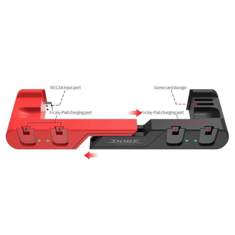 Dual TNS-0122 4 en 1 Gamepad Charging Dock pour Oled Switch (Rouge Noir)