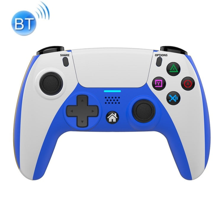 PSS-P04 Bluetooth 4.0 Wireless Dual-Vibration Gamepad For PS4 / Switch / PC / Steam (White Blue)