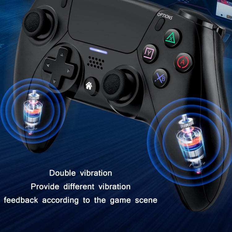PSS-P04 Bluetooth 4.0 Manette de jeu sans fil à double vibration pour PS4 / Switch / PC / Steam (Classic Black)
