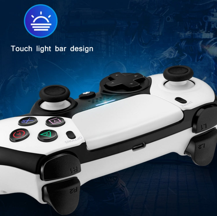 PSS-P04 Bluetooth 4.0 Wireless Dual-Vibration Gamepad For PS4 / Switch / PC / Steam (White Blue)