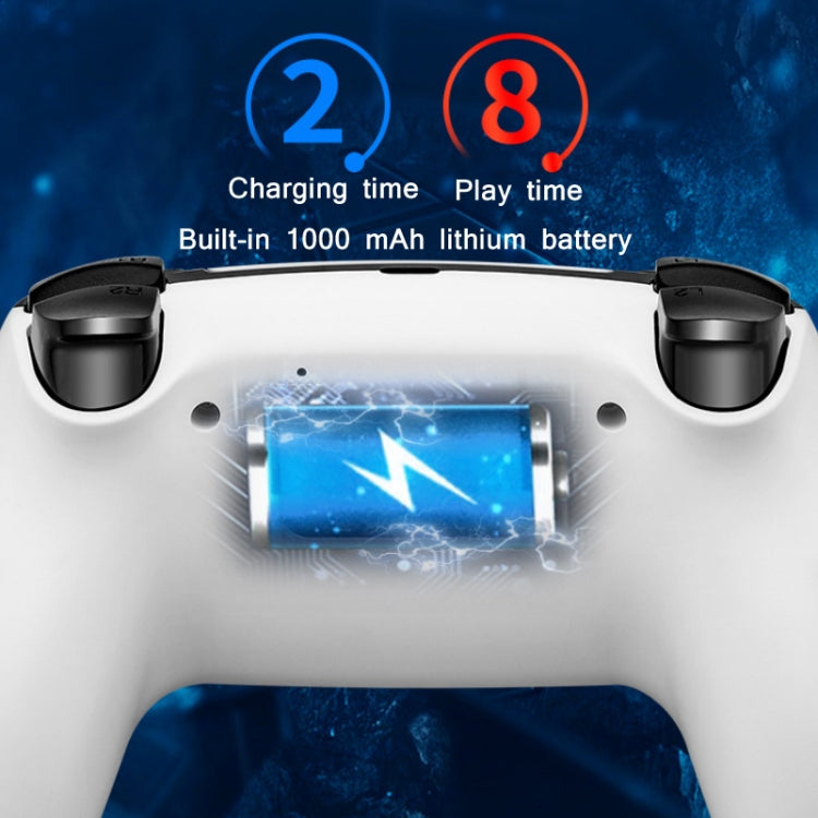 PSS-P04 Bluetooth 4.0 Wireless Dual-Vibration Gamepad Para PS4 / Switch / PC / Steam (Blanco Azul)