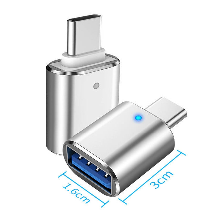 3 PCS USB 3.0 Hembra a USB-C / Tipo C Macho OTG Adapte con luz indicadora (Plata)