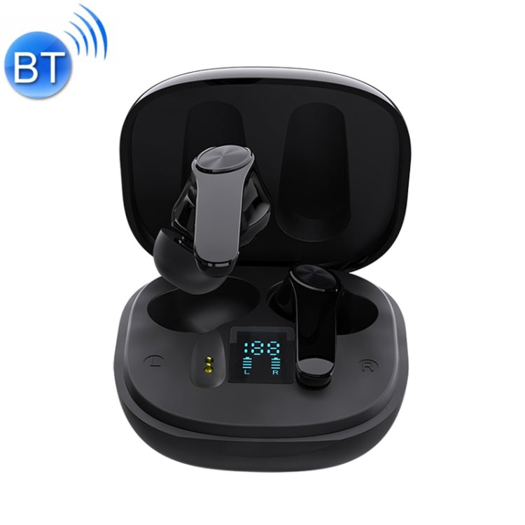 XT18 TWS Wireless Bluetooth 5.0 Heavy Bass Headphones with Digital Display (Black)