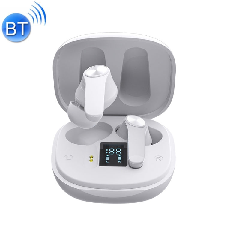 XT18 TWS Wireless Bluetooth 5.0 Auriculares de bajos pesados con Pantalla Digital (Blanco)