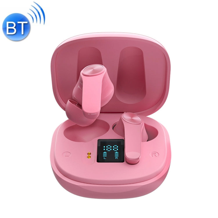 XT18 TWS Wireless Bluetooth 5.0 Heavy Bass Headphones with Digital Display (Pink)