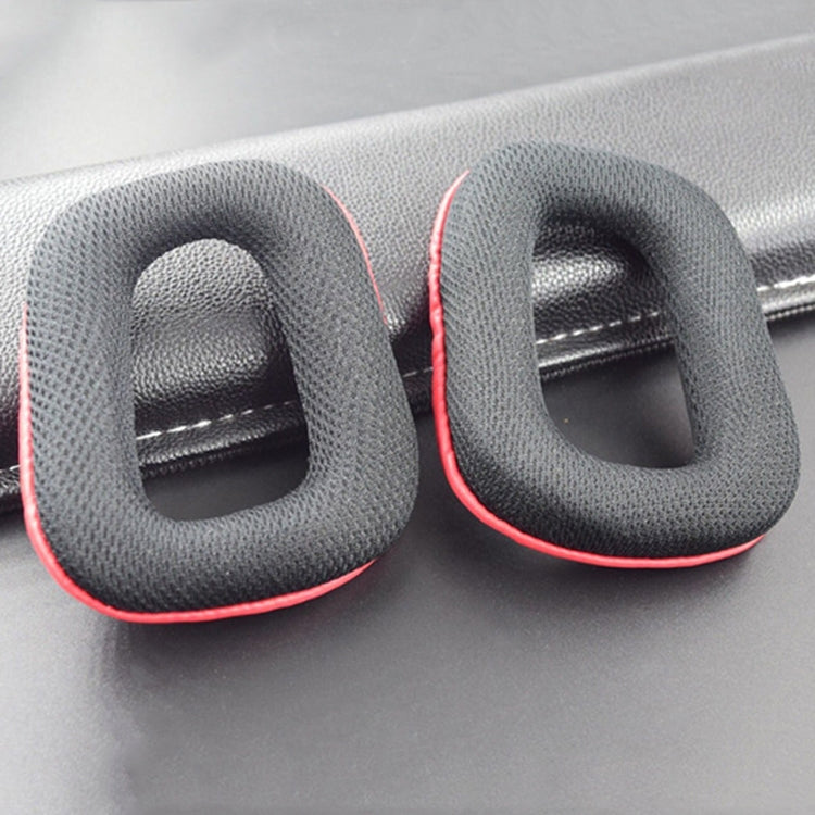 Headphone Earmuffs 2 PCS Sponge Earmuffs for Logitech G35 / G930 / G430 / F450 (Black + Red)