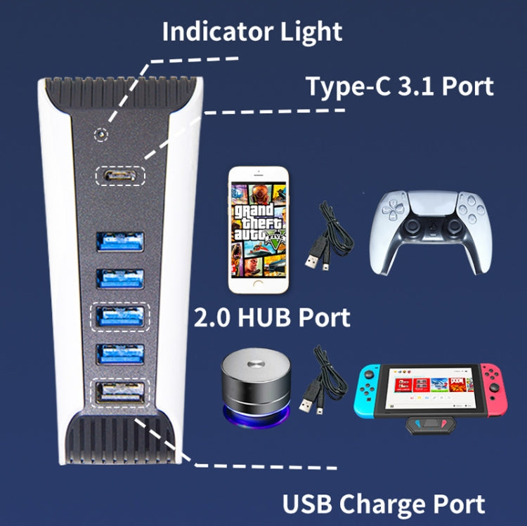 Concentrateur USB 5 en 1 pour console PS5