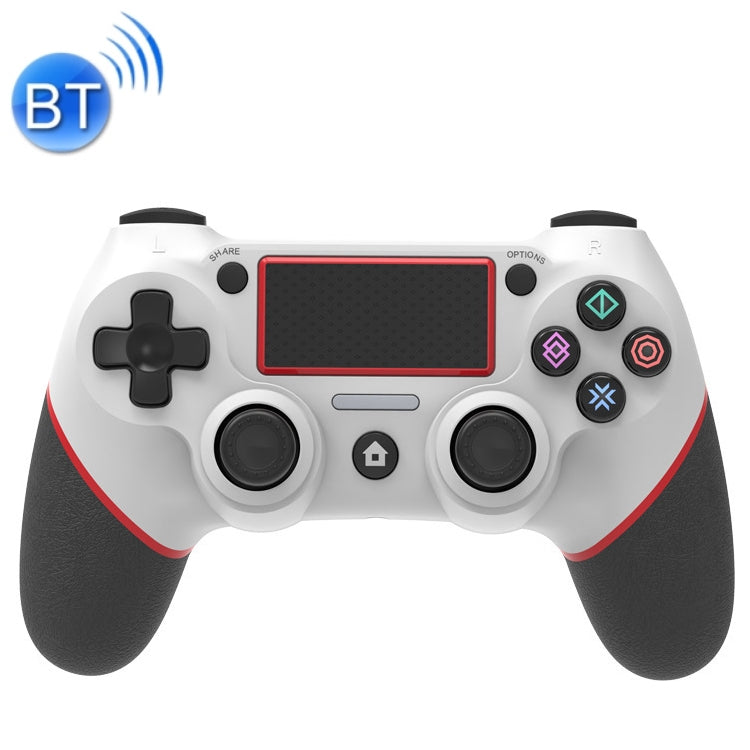 Manette de jeu en caoutchouc Bluetooth sans fil pour PS4 (rouge blanc)