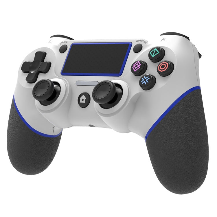 Manette de jeu en caoutchouc Bluetooth sans fil pour PS4 (bleu blanc)