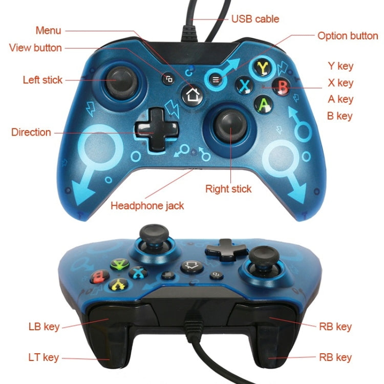 Manette de jeu filaire N-1 pour Xbox One / PC Couleur du produit : bleu