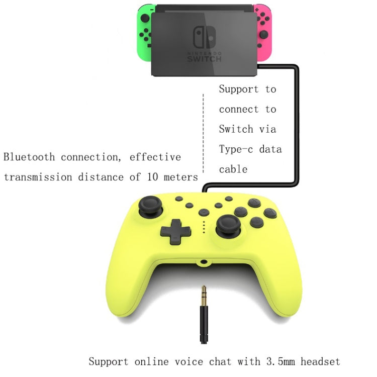 Bluetooth sans fil avec poignée de vibration SomatoSensory à six axes pour interrupteur tournant (jaune)