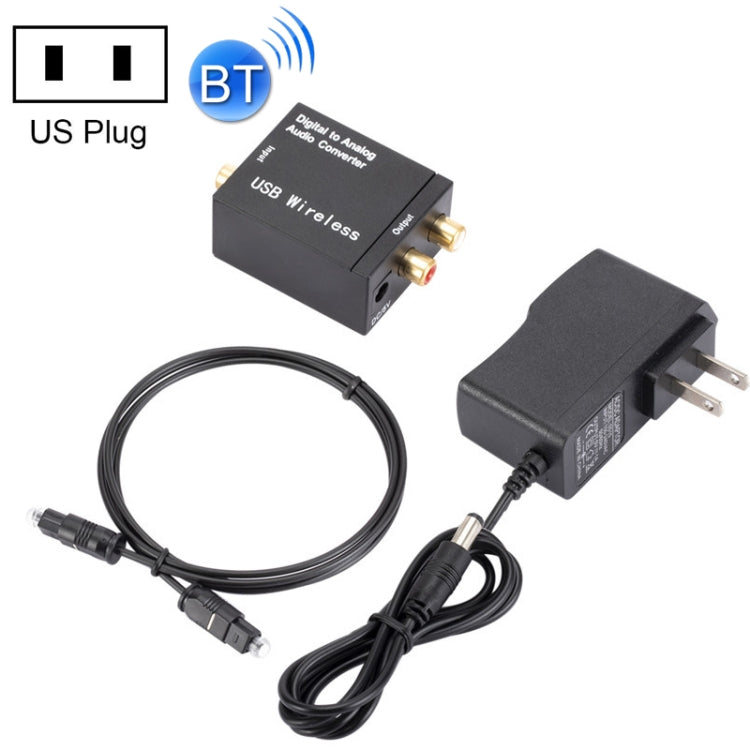 YP028 Bluetooth Digital al convertidor de Audio analógico Especificación: host + Conector US adaptador de corriente + Cable de fibra Óptica