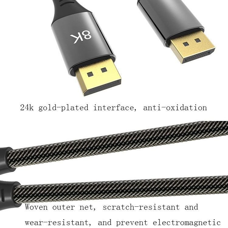 1M DP1.4 Version 8K DisplayPort Male to Lower HD Computer Monitor Cable