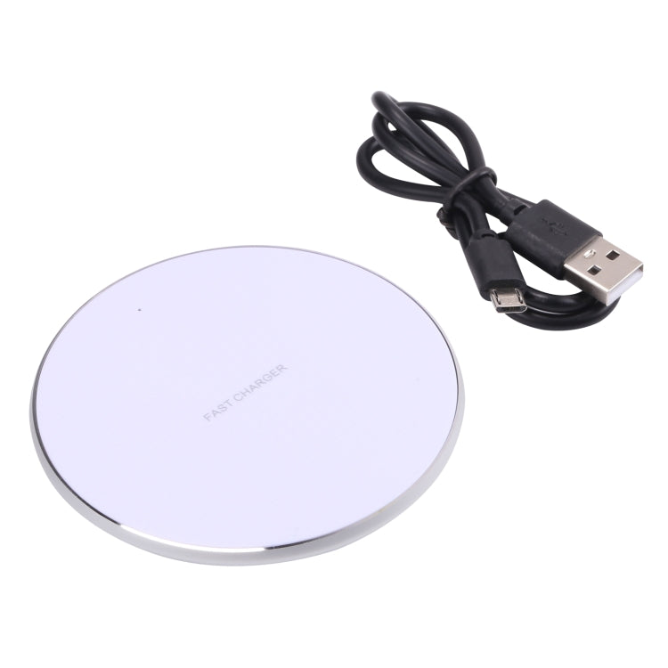 Q25 15W Patial Plaid Metal Desktop Round Wireless Charger (White)
