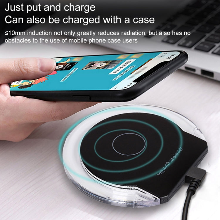 A9199 10W 3 in 1 Vertical LED Crystal Wireless Charger (Black)