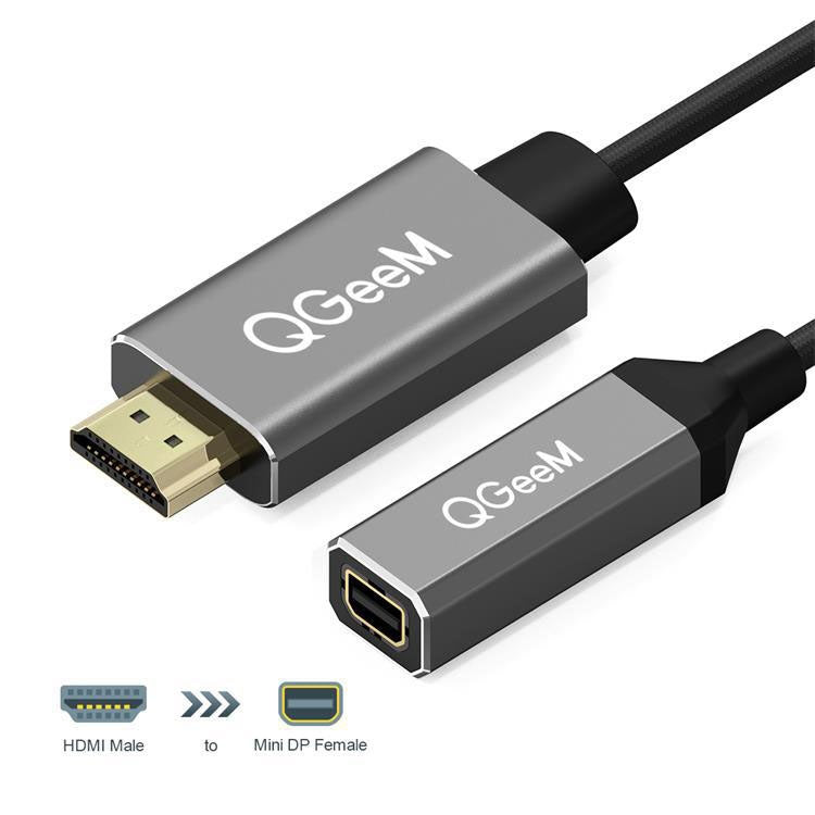 Qgeem QG-HD02 HDMI Soltero a Mini DP Converter (Plata Grey)