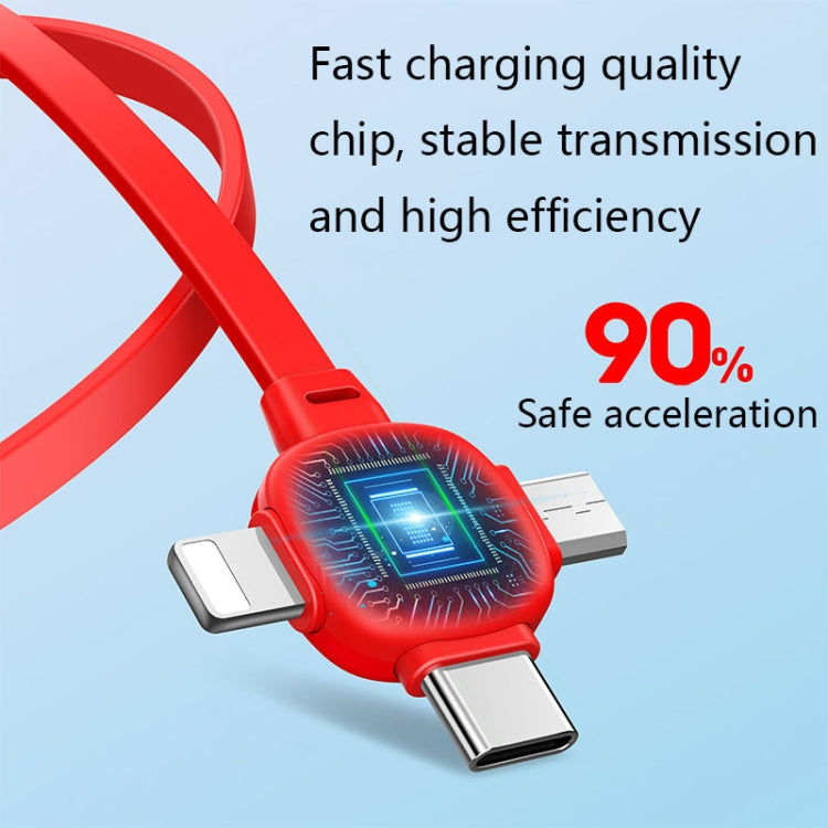 XHT-056 8 PIN + Micro + Tipo-C / USB-C Cable de Carga Multifuncional (Rojo)