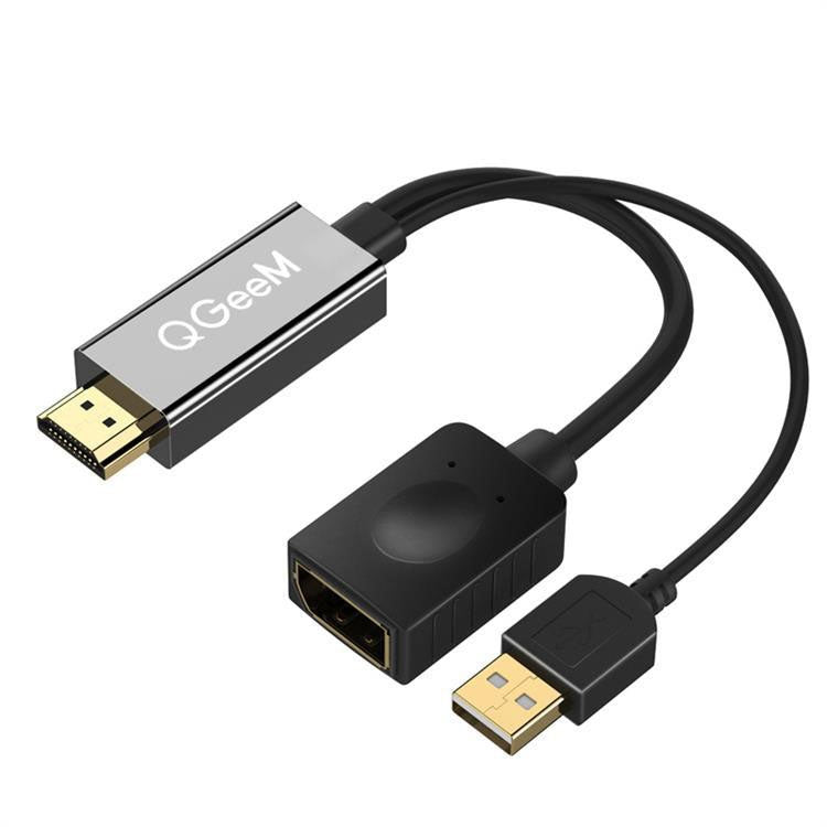 QGEEM QG-HD01 HDMI to DP Adapter with USB Port (Black)