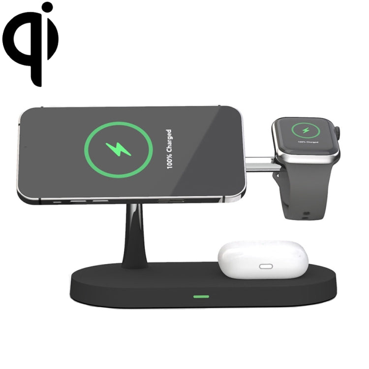 X452 3 in 1 Multifunctional 15W Wireless Charger with Night Light Function (Black)
