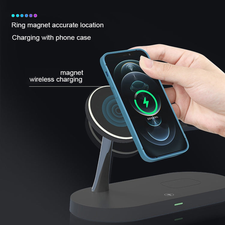 X452 3 in 1 Multifunctional 15W Wireless Charger with Night Light Function (Black)