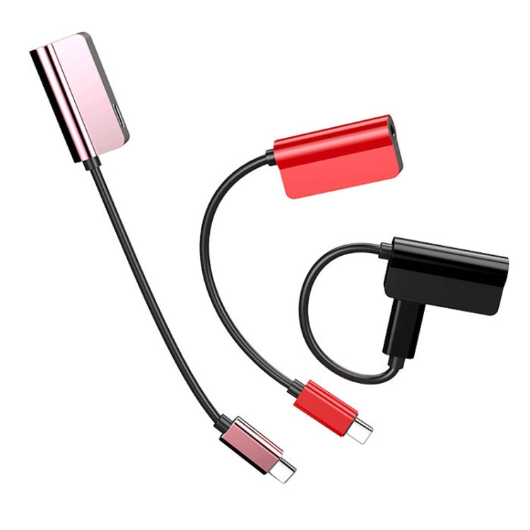 2 PCS 2 in 1 Type-C to Type-C + 3.5mm Headphone Audio Adapter (Red)