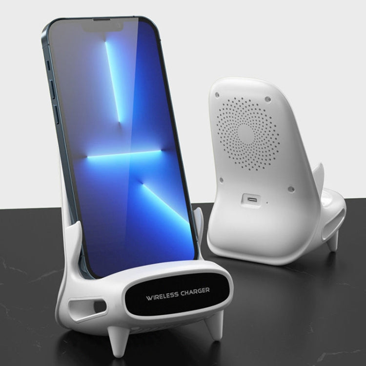 M111 15W 15W Vertical Speaker Speaker Wireless Charging Stand for 4.5-11 inch Mobile Phone Tablet (White)