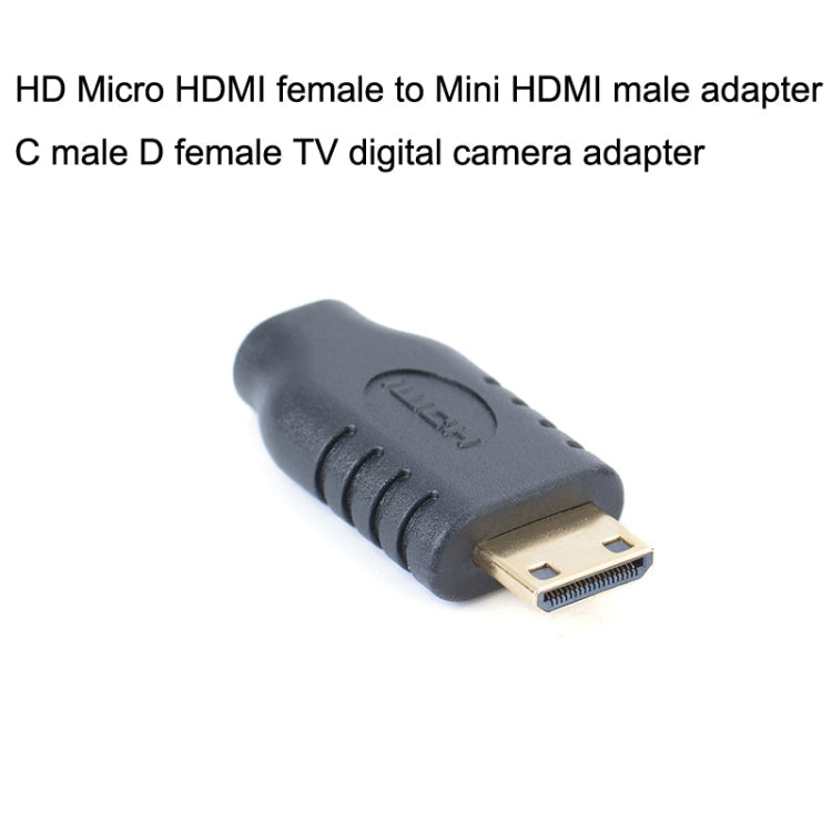 2 PCS Mini Micro HDMI Adaptador C Macho a D Mujer (Negro)