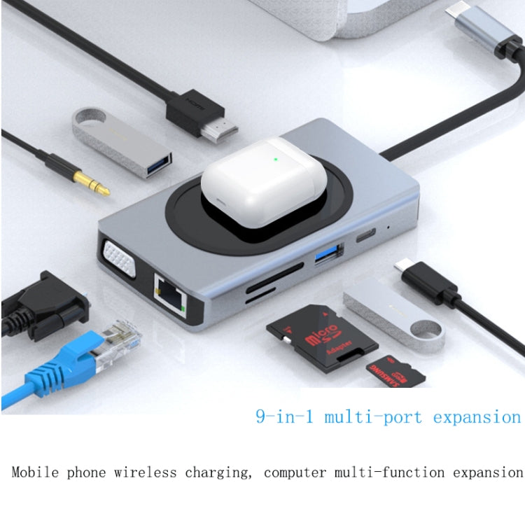 9 in 1 Wireless Charging Docking Hub (Grey)